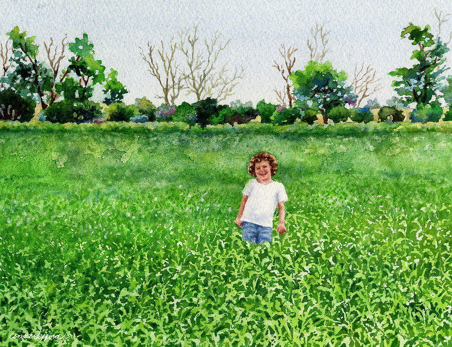 Maddie in a Wheat Field Painting by Anne Gifford