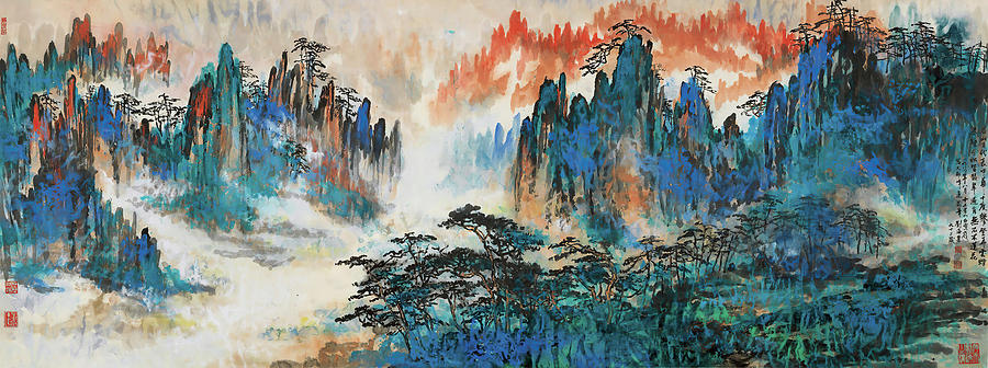 Liu Painting - Made A Cross Examination Of Huangshan Cloud Sea In by Liu Hai Su Liu Painting - Made A Cross Examination Of Huangshan Cloud Sea In by Liu Hai Su