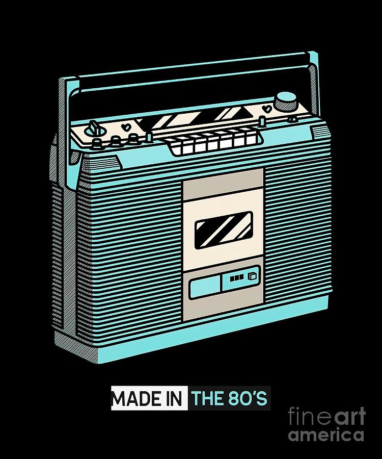 Made in the 80s Radio Cassette Player Painting by Khan Edwards - Pixels