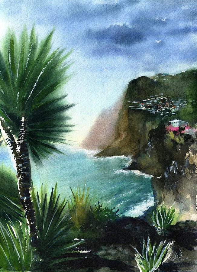 Madeira Sea View - Portugal Painting by Dora Hathazi Mendes