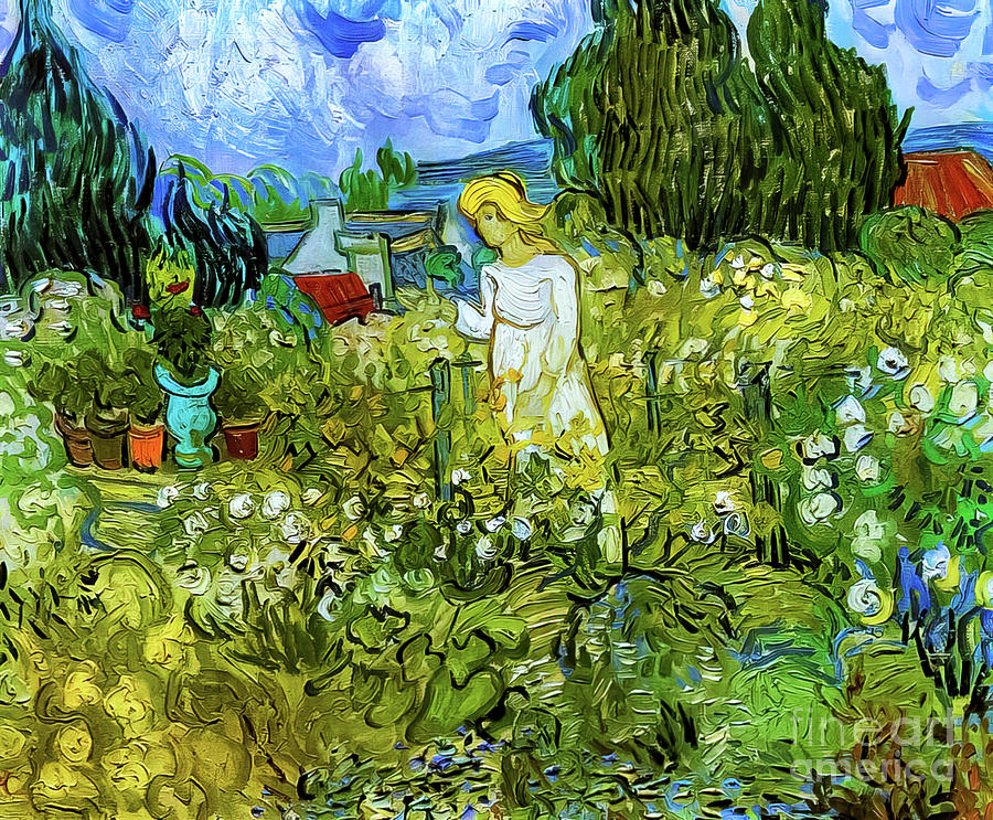 Mademoiselle Gachet in Her Garden at Auvers by Vincent Van Gogh  Painting by Vincent Van Gogh