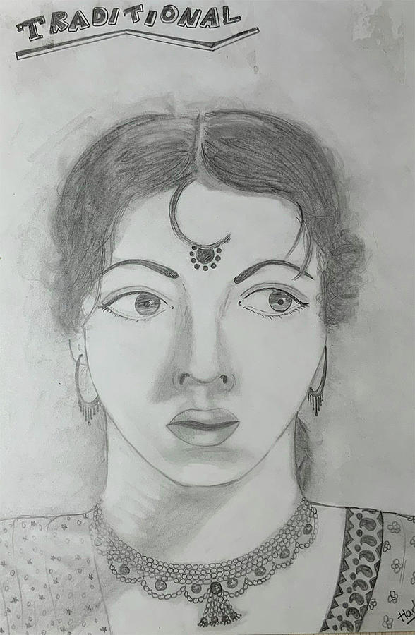 Portrait Drawing - Madhubala by Harleen Kokri