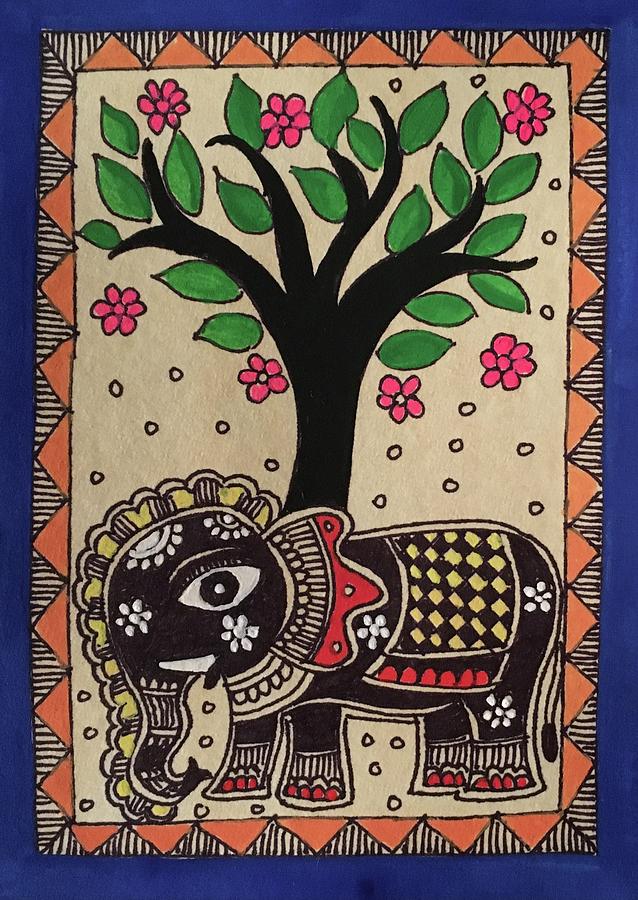 Madhubani elephant Painting by Jyoti Mahale | Pixels