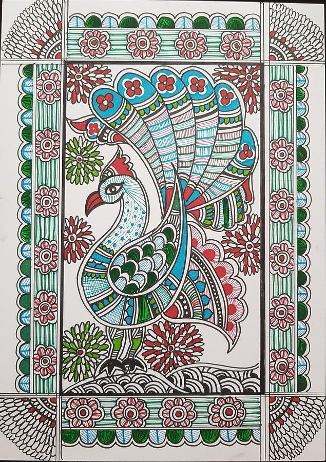 Madhubani dancing peacock Drawing by Ruchi Pahuja  Fine Art America