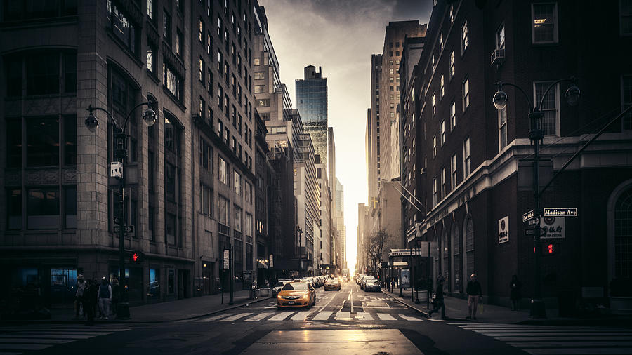 Madison Avenue street scene in late light Photograph by Doug Armand