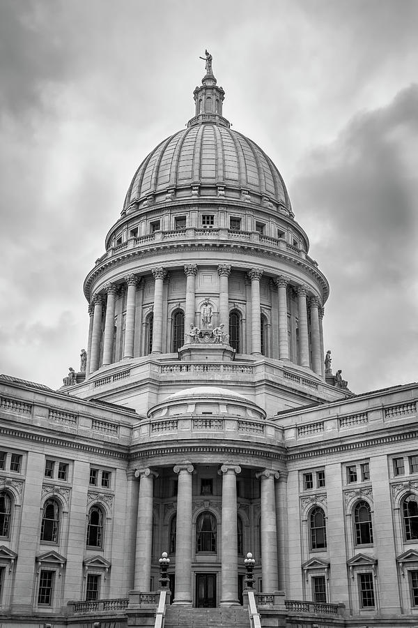 Madison Capital Building Black and White Photograph by Adam Romanowicz