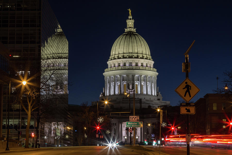 Madison Capitol At Night Photograph