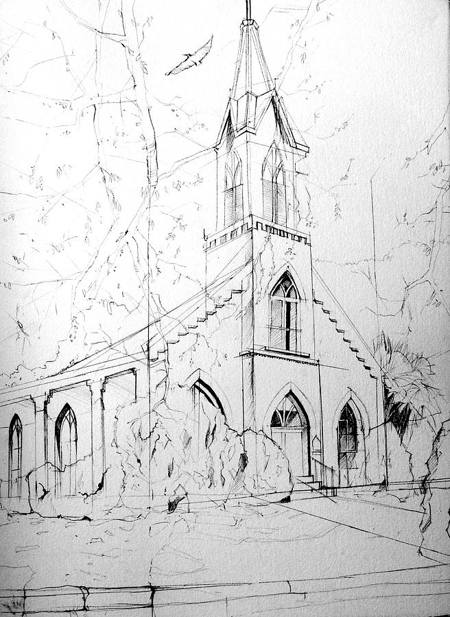 Madison Church Pen Painting by John Gholson