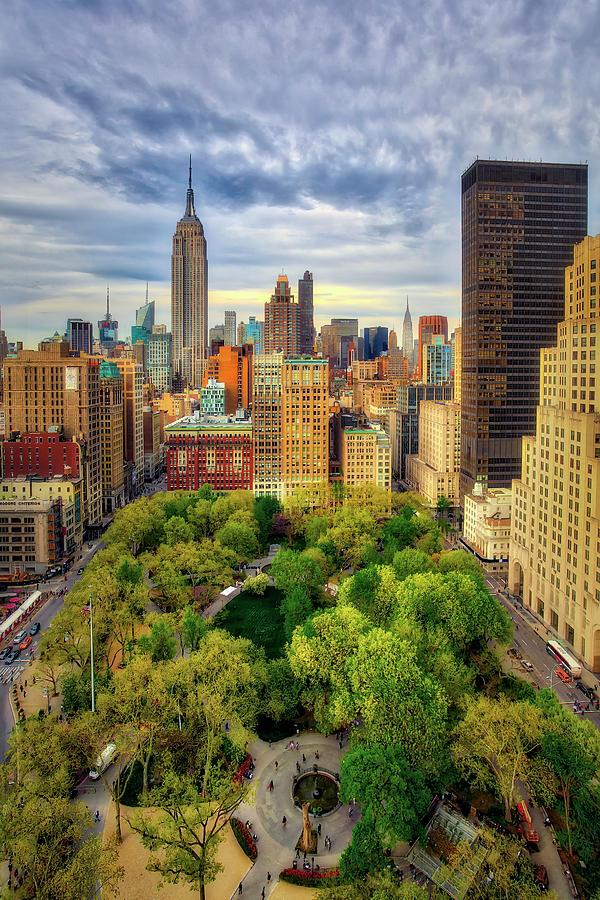 Empire State Building Photograph - Madison Square Park Aerial View by Susan Candelario