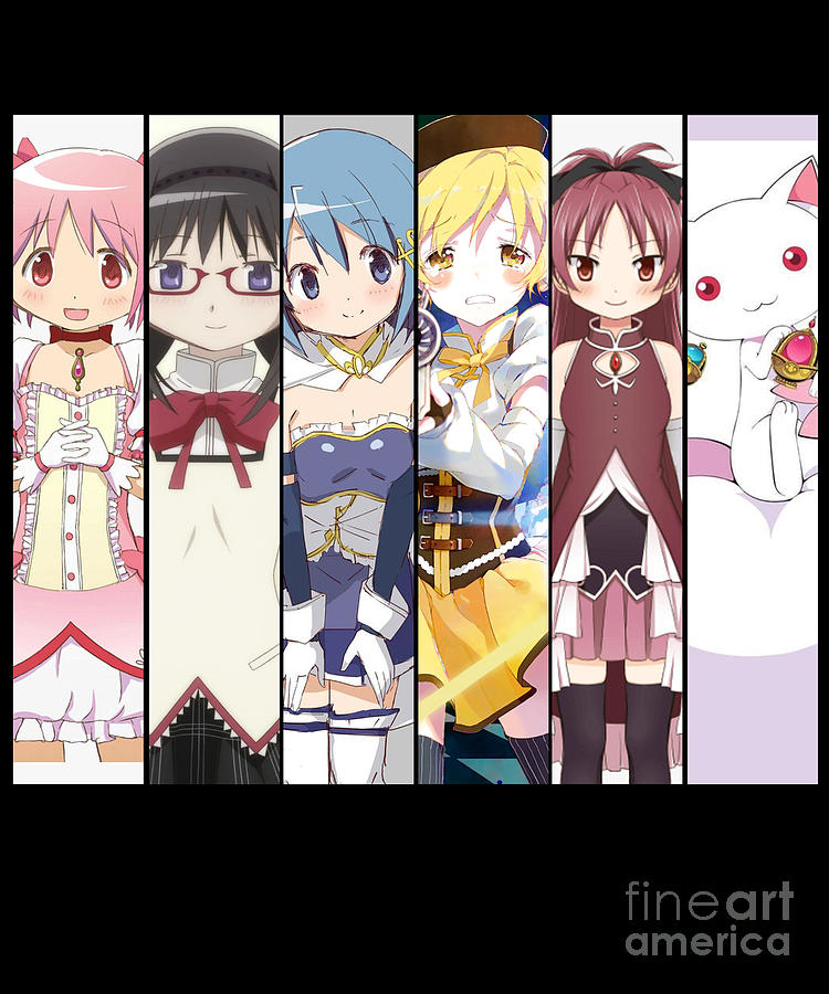 Madoka Magica Main Characters Drawing by Fantasy Anime - Fine Art America