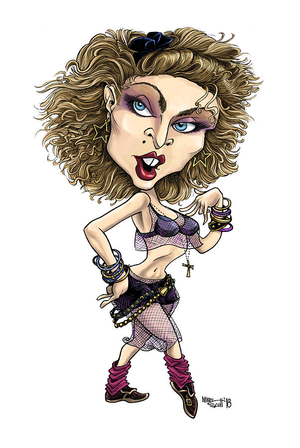 Madonna, 1986 in color Drawing by Mike Scott