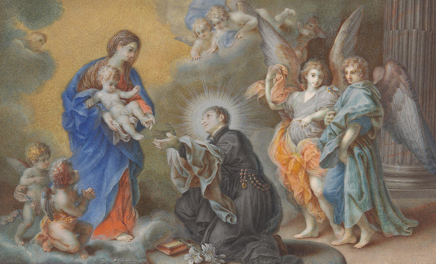 Madonna and Child Appearing to Saint Louis Gonzaga Painting by Veronica Stern