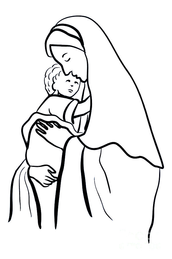 Madonna and Child Drawing Drawing by Munir Alawi | Pixels