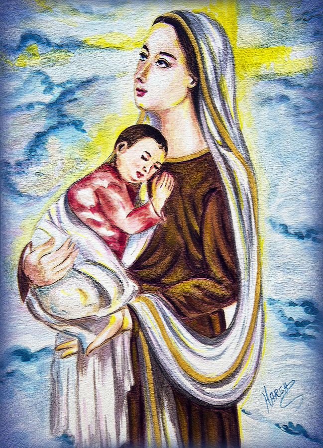 Christmas Painting - Madonna and child  by Harsh Malik