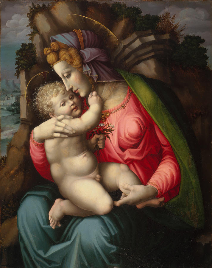 Madonna Painting - Madonna and Child in a Landscape  by Francesco Bacchiacca