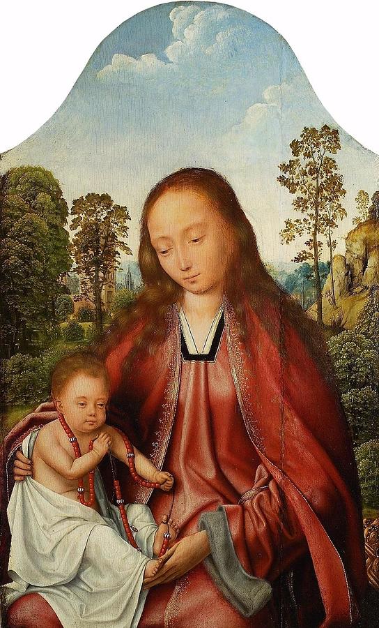 Madonna and Child in a landscape Painting by Quinten Metsys - Fine Art ...