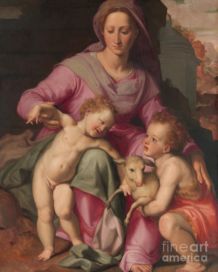 Madonna and Child with Infant St. John the Baptist - CZMCI Painting by Santi di Tito