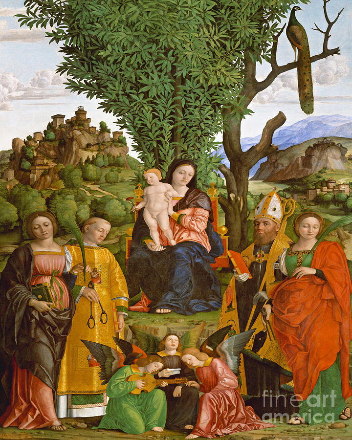 Madonna and Child with Saints - CZMCS Painting by Girolamo dai Libri