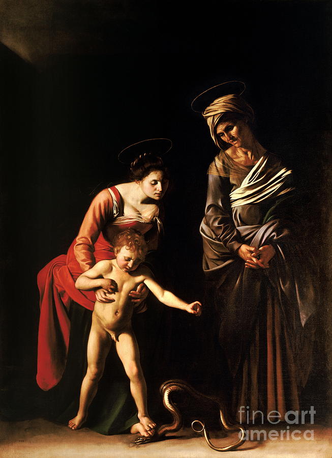 Madonna and Child with St. Anne Painting by Michelangelo Merisi da Caravaggio