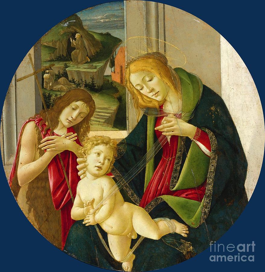 Madonna and Child with the young Baptist Painting by Sandro Botticelli
