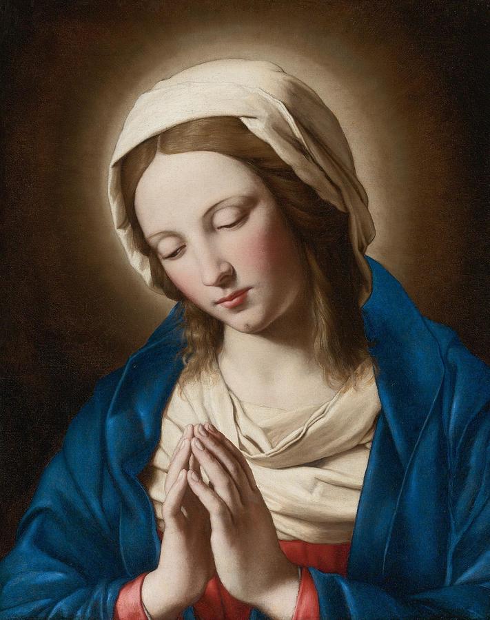 Madonna At Prayer Drawing by Giovanni Battista Salvi da Sassoferrato ...