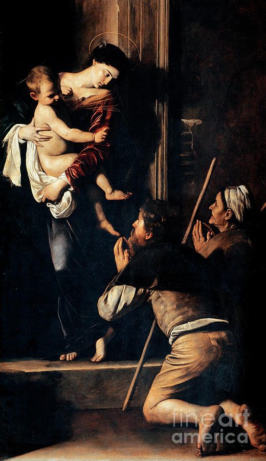 Madonna Painting - Madonna dei pellegrini also known as Madonna di Loreto by Caravaggio