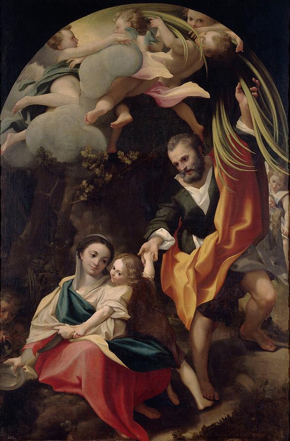 Madonna della Scodella or Rest on the Flight into Egyp, Italian... Painting by Correggio -1489-1534- Madonna della Scodella or Rest on the Flight into Egyp, Italian... Painting by Correggio -1489-1534-