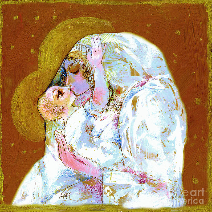 Madonna in White Painting by Elhamy Naguib Madonna in White Painting by Elhamy Naguib