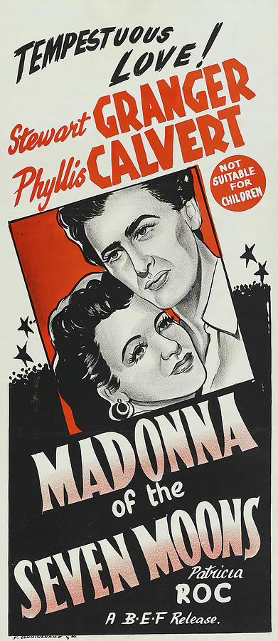 Madonna Mixed Media - Madonna of the Seven Moons, with Stewart Granger and Phyllis Calvert, 1945 by Movie World Posters