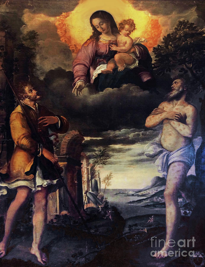 Madonna with Saint Isidore Agricola and Job Painting by Rudi Prott