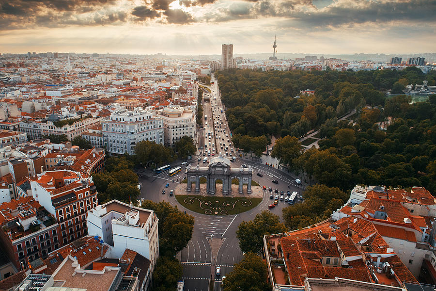 Madrid Alcala Gate aerial view Photograph by Songquan Deng