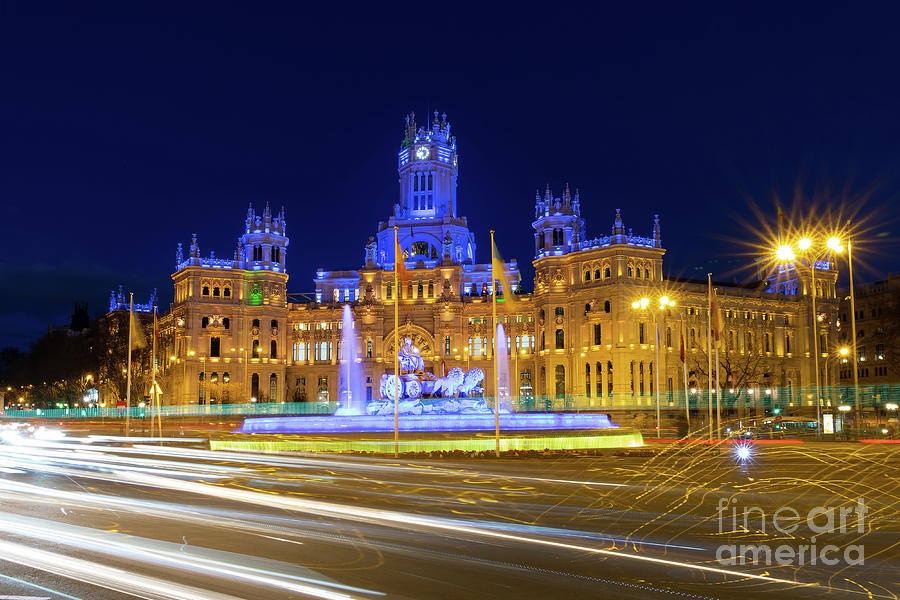 Madrid city hall at night Photograph by Delphimages Photo Creations