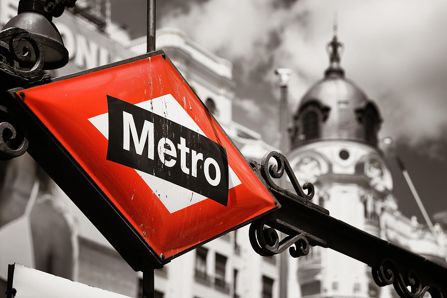 Madrid metro sign in street Photograph by Songquan Deng