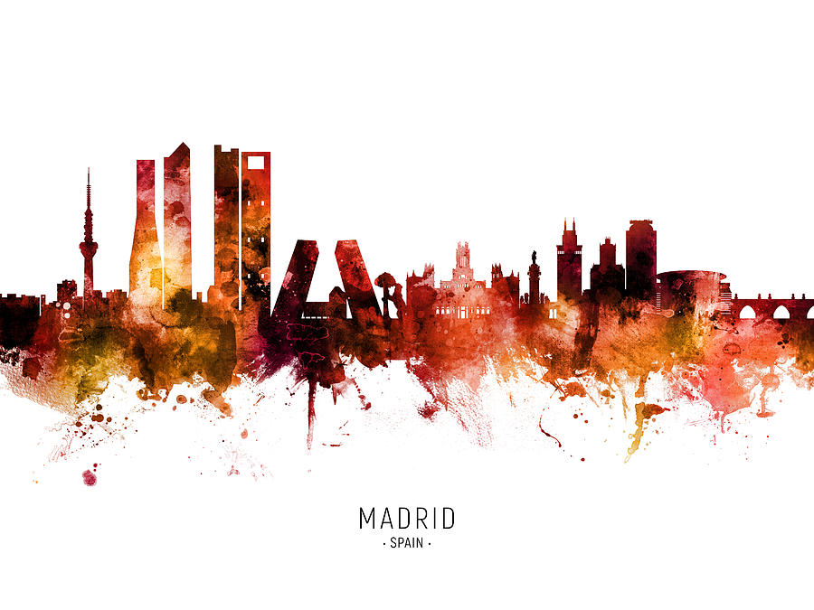 Madrid Spain Skyline #29 Digital Art by Michael Tompsett