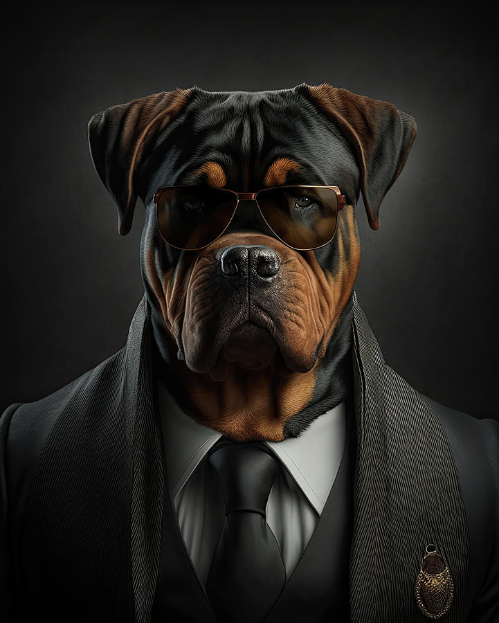 Mafia Boss Rottweiler Dog Digital Art by Artwoof Prints - Fine Art America