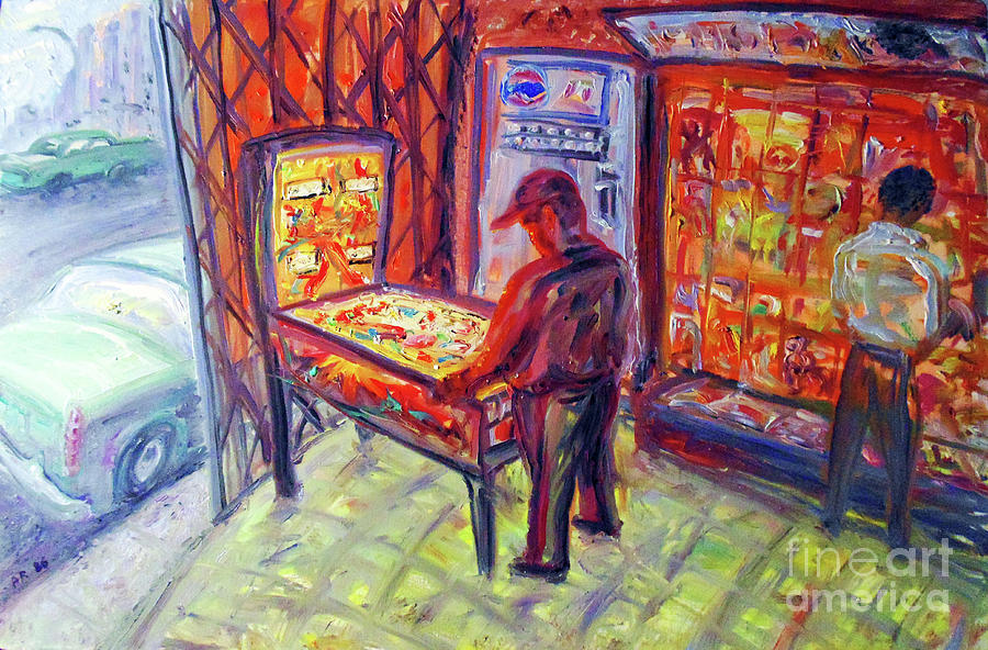 Car Painting - Magazine Store With Pinball by Arthur Robins