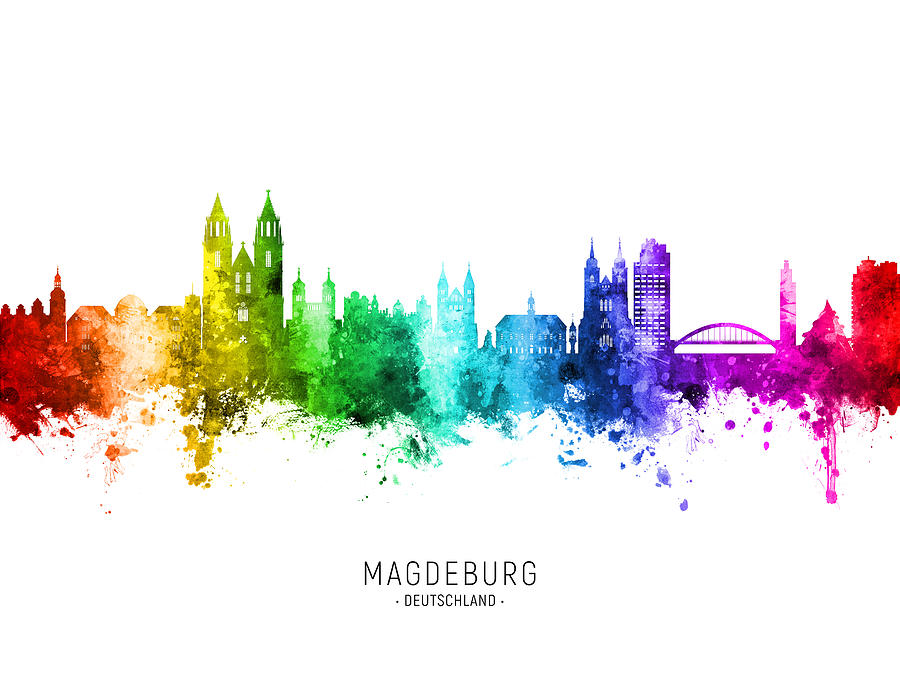 Magdeburg Germany Skyline #55 Digital Art by Michael Tompsett