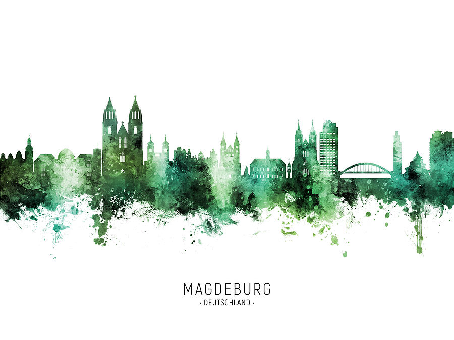 Magdeburg Germany Skyline #73 Digital Art by Michael Tompsett