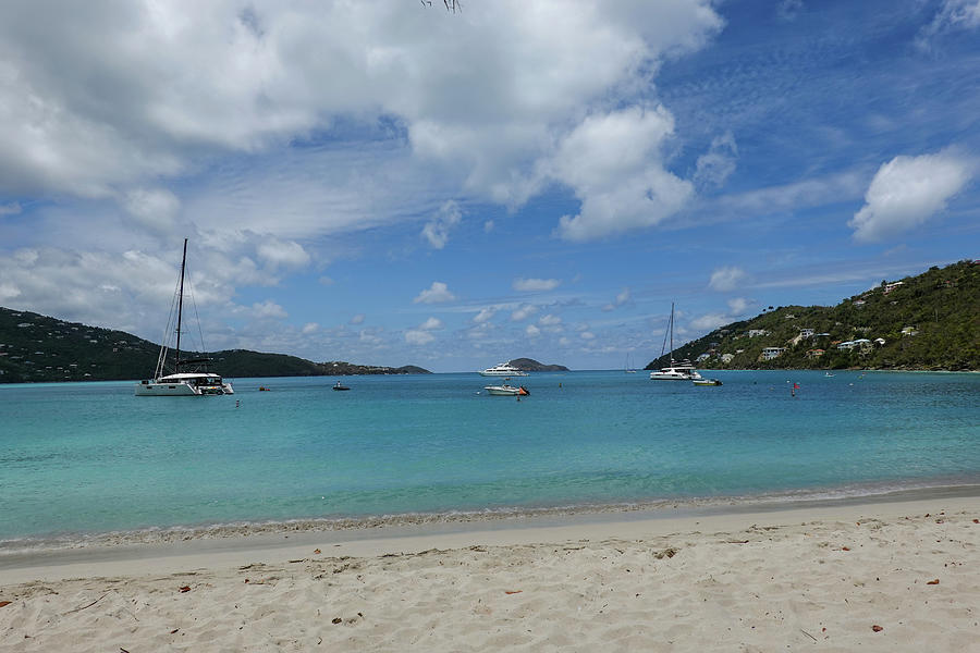 Magens Bay Beach Streaking Clouds and Boats Photograph by Toby McGuire