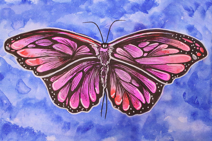 Magical Magenta Flutter Suncatcher Butterfly Painting by Kenneth Pope