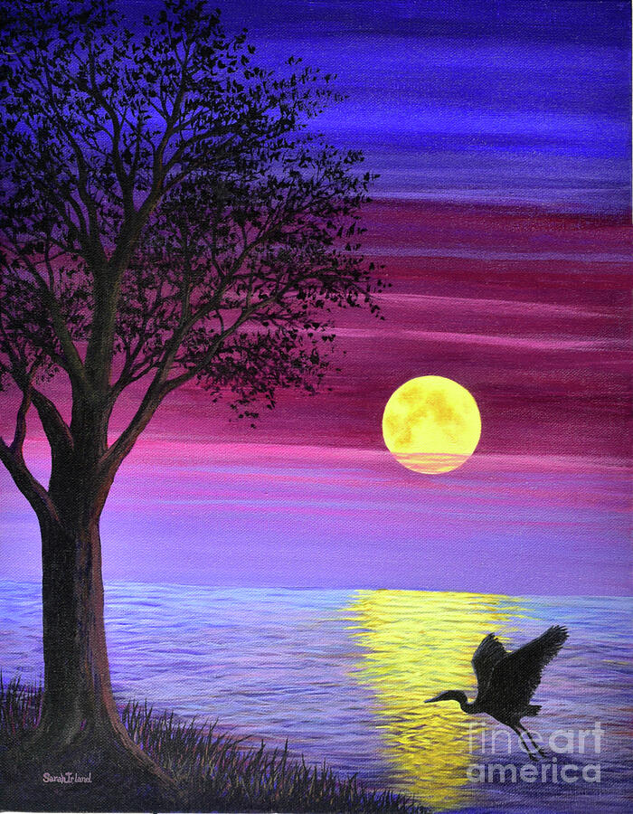 Magenta Moon Painting by Sarah Irland
