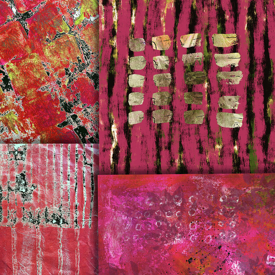 Abstract Mixed Media - Magenta Paper Play by Nancy Merkle