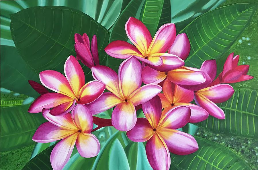 Magenta Plumeria Painting by Galina Lintz - Fine Art America