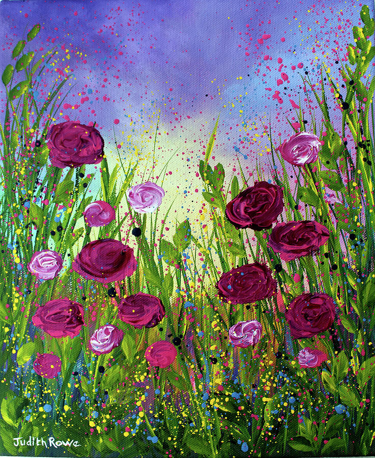 Magenta Roses Painting by Judith Rowe