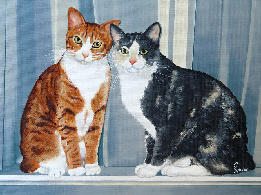 Maggie and Milo in the Window Painting by Christopher Spicer