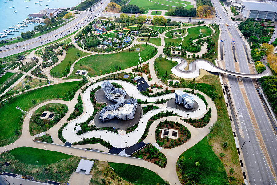Maggie Daley Park, downtown Chicago, from above Photograph by Stevegeer