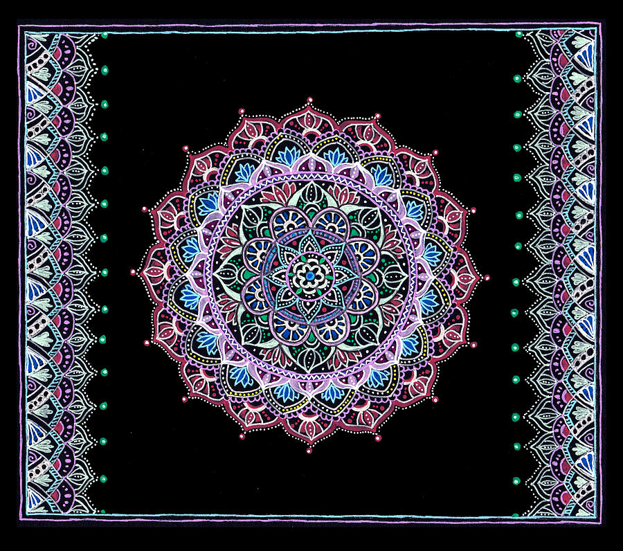 Magic Carpet Mandala Drawing by Laura Iverson