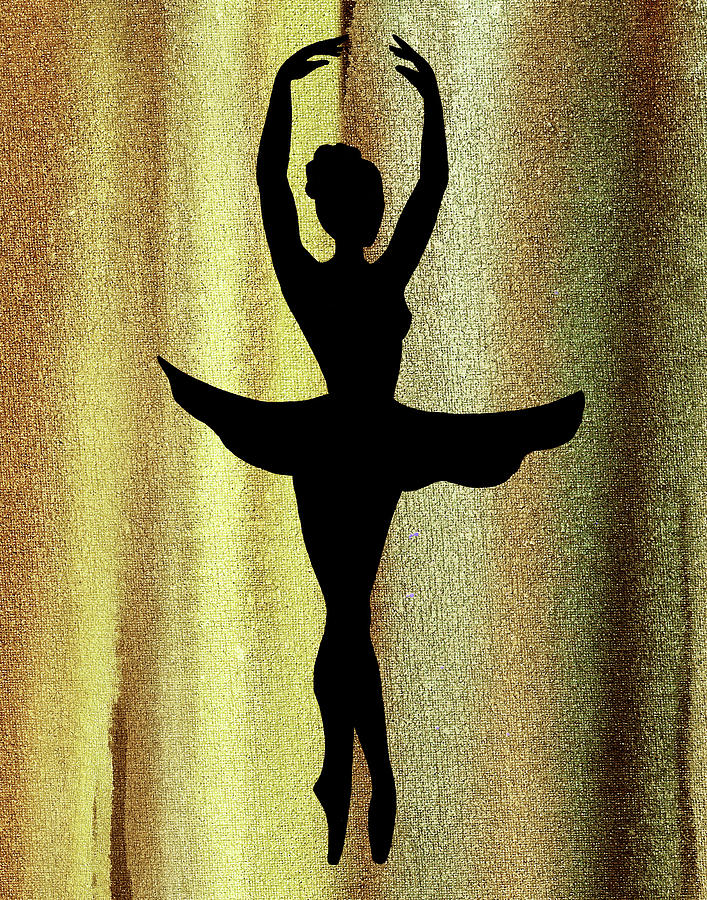 Magic Dance Of Watercolor Ballerina Silhouette Ballet Flow Painting by Irina Sztukowski