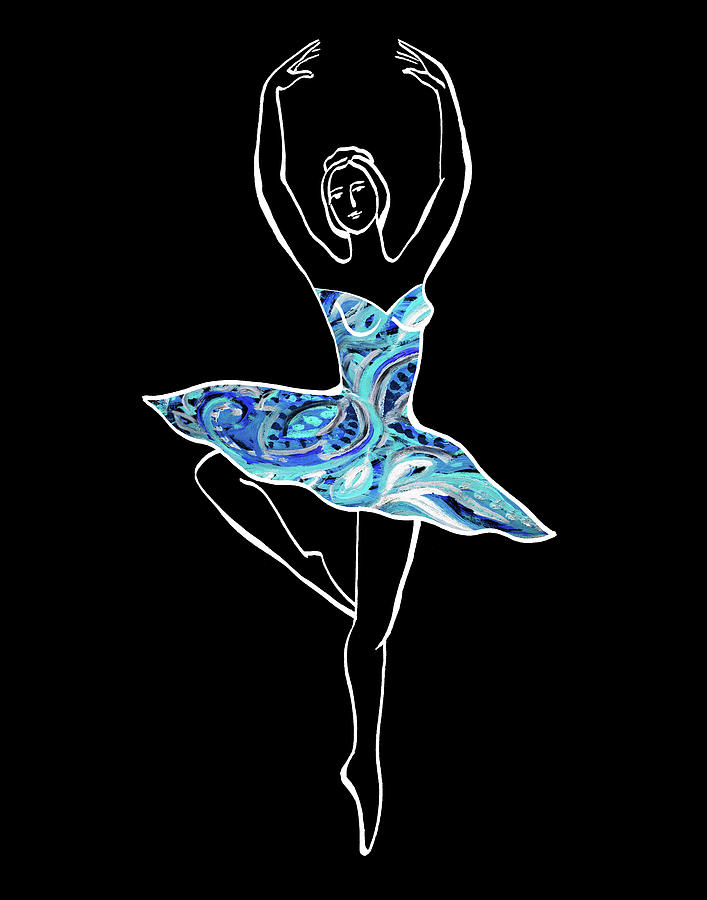 Magic Dance Of Watercolor Ballerina Silhouette Ballet Frosted Blue Painting by Irina Sztukowski