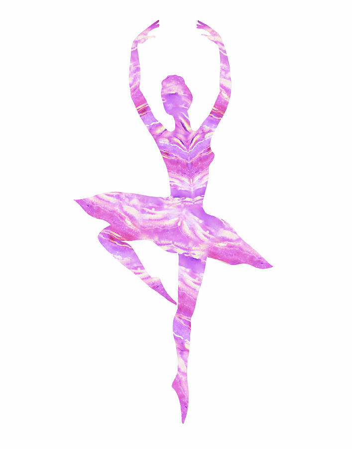 Magic Dance Of Watercolor Ballerina Silhouette Cool Pink Ballet   Painting by Irina Sztukowski
